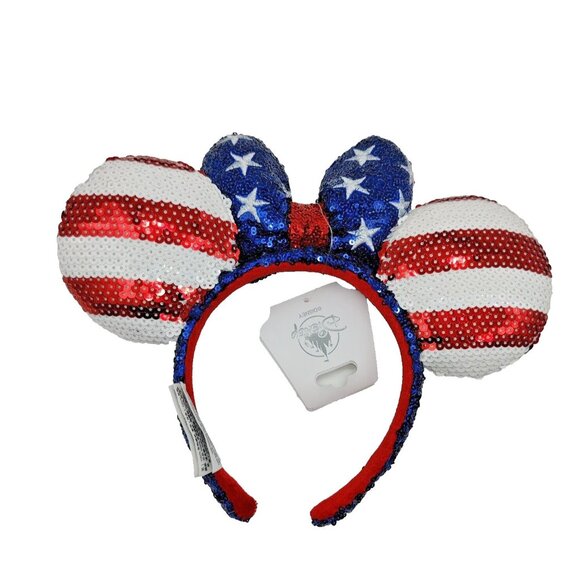 NEW Disney Stars Stripes Americana Minnie Ears Headband Patriotic Flag 2022 main image 2